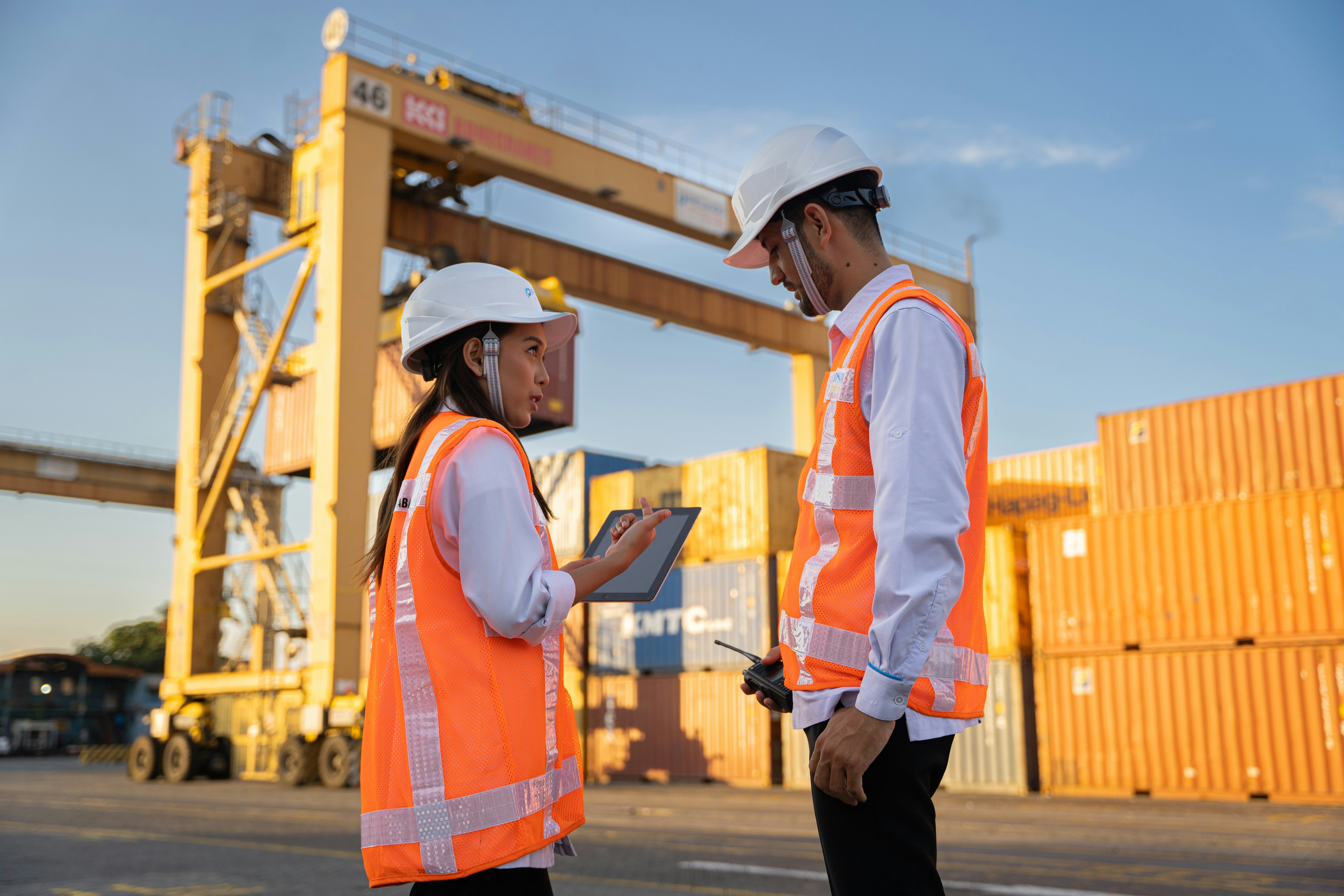 Compliance walk-through at a construction worksite